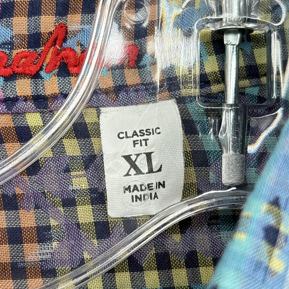 Robert Graham Shirt Mens XL Blue Purple Reversible Gingham Geometric‎ Jacquard - Picture 5 of 15